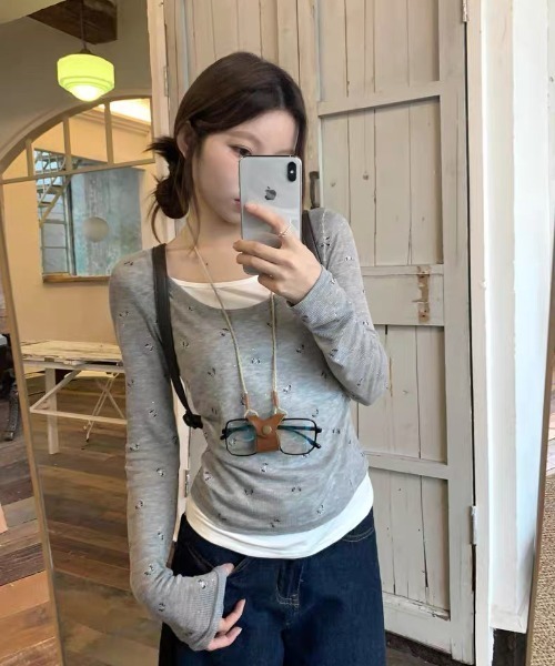 ViViDAY（ビビデー）の「レイヤード風リボン柄カットソー（Tシャツ/カットソー・レディース・グレー・M）」の18枚目の写真