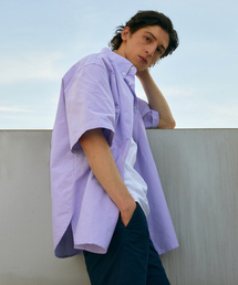 VTWO（ブイツー）の「Washing boxy overfit Oxford Half Shirt_Purple（シャツ/ブラウス・メンズ）」