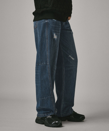 Verdnt（バーダント）の「Curved Catwash Damage Wide Denim Pants [Indigo]（デニムパンツ）」
