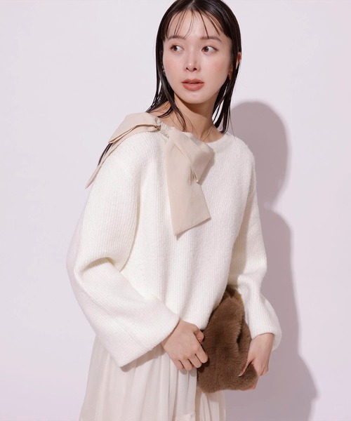 12/20限定値下げ【タグ付き】マイストラーダ アシメリボンニットプルオーバー 12/20限定値下げ【タグ付き】マイストラーダ アシメリボンニットプル