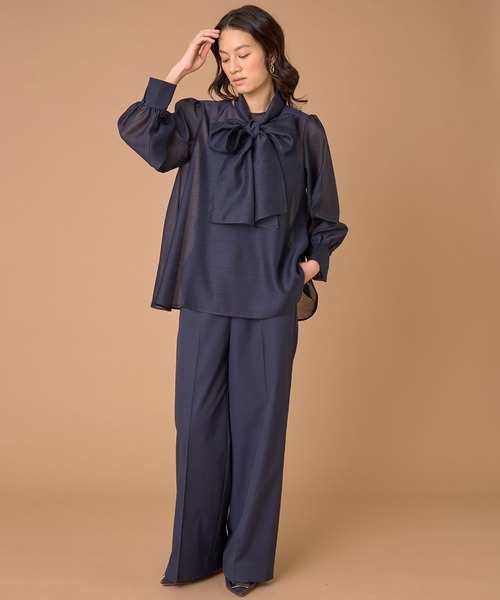 INED(イネド)の「ボイルシャンタン 2WAYボウタイブラウス(シャツ/ブラウス・レディース・アイボリー/ネイビー・7号/9号/11号)」の18枚目の写真