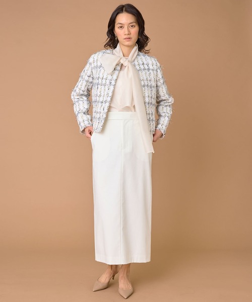 INED(イネド)の「ボイルシャンタン 2WAYボウタイブラウス(シャツ/ブラウス・レディース・アイボリー/ネイビー・7号/9号/11号)」の3枚目の写真