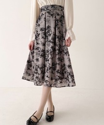 an another angelus | フラワーフロッキープリントタックスカート(スカート)