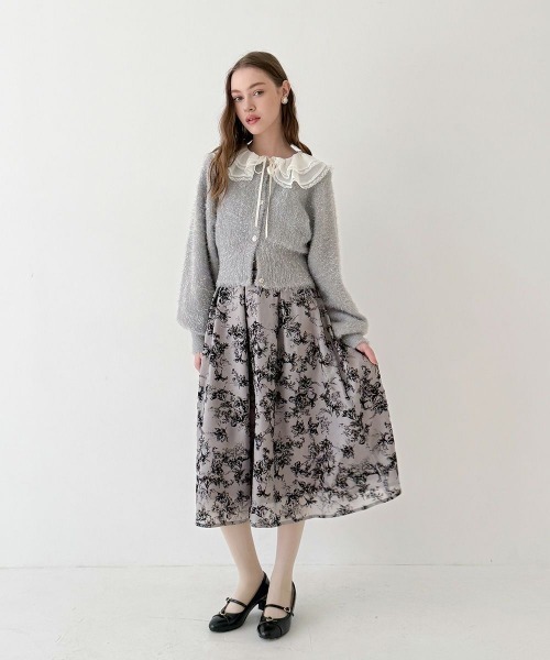 an another angelus(アンアナザーアンジェラス)の「フラワーフロッキープリントタックスカート/fint フィント(スカート・レディース・アイボリー/グレー・FREE)」の21枚目の写真