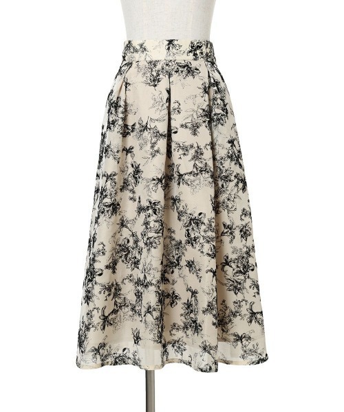 an another angelus(アンアナザーアンジェラス)の「フラワーフロッキープリントタックスカート/fint フィント(スカート・レディース・アイボリー/グレー・FREE)」の11枚目の写真