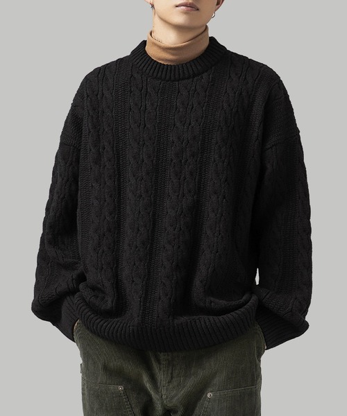 TOBEE（トゥビー）の「【TOBEE】クルーネック ケーブル編み ニット セーター（ニット/セーター・メンズ・グレイッシュベージュ/ブラック/ダークグレー/ホワイト/ブラウン・MEDIUM/LARGE/X-LARGE）」の14枚目の写真