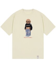 [ユニセックス]クロップドッグストリーバー半袖Tシャツ_サンドベージュ