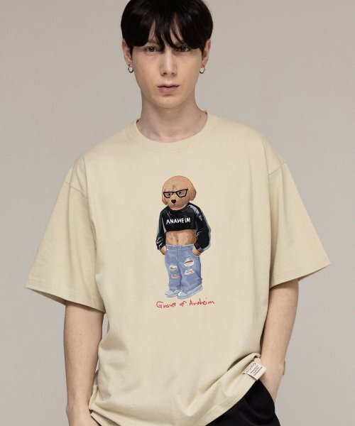 GRAVER（グレーバー）の「[ユニセックス]クロップドッグストリーバー半袖Tシャツ_サンドベージュ（Tシャツ/カットソー・レディース・ベージュ・LARGE/X-LARGE/SMALL/MEDIUM）」の2枚目の写真