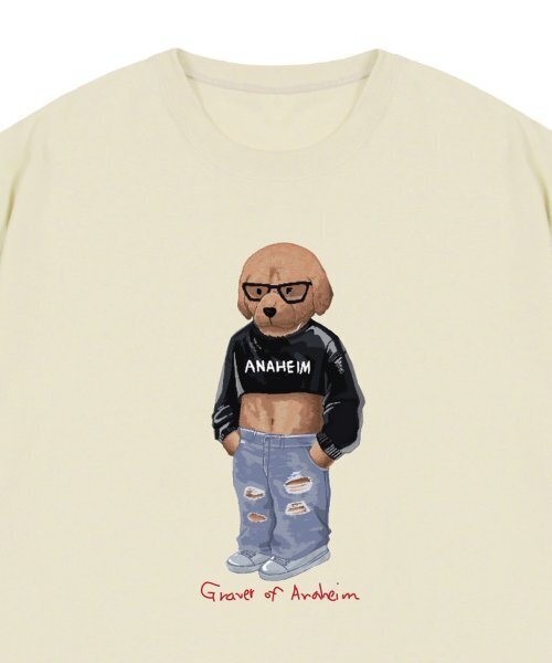 GRAVER（グレーバー）の「[ユニセックス]クロップドッグストリーバー半袖Tシャツ_サンドベージュ（Tシャツ/カットソー・レディース・ベージュ・LARGE/X-LARGE/SMALL/MEDIUM）」の3枚目の写真