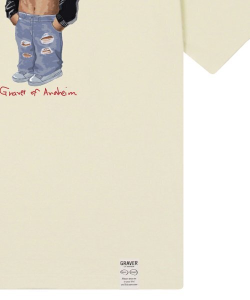 GRAVER（グレーバー）の「[ユニセックス]クロップドッグストリーバー半袖Tシャツ_サンドベージュ（Tシャツ/カットソー・レディース・ベージュ・LARGE/X-LARGE/SMALL/MEDIUM）」の4枚目の写真