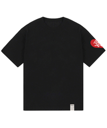 [ユニセックス]ワンサイドTYLハートスマイル半袖Tシャツ_ブラック