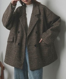 オーバーサイズ チェック テーラードジャケットコート