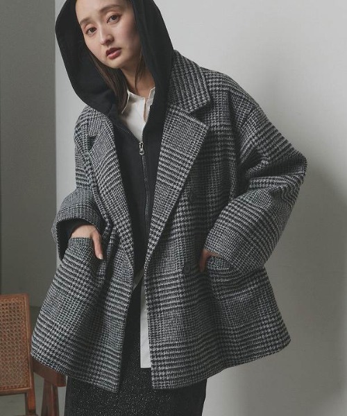 セール】オーバーサイズ チェック テーラードジャケットコート