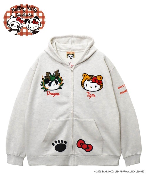 ハローキティコラボ（ハローキティコラボ）の「Hello Kitty×PANDIESTA　なりきり龍虎フルジップパーカー(M2)（パーカー・メンズ・ブラック/オートミール・XXL/XL/M/L）」の10枚目の写真
