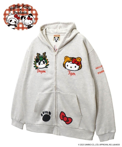 ハローキティコラボ（ハローキティコラボ）の「Hello Kitty×PANDIESTA　なりきり龍虎フルジップパーカー(M2)（パーカー・メンズ・ブラック/オートミール・XXL/XL/M/L）」の11枚目の写真