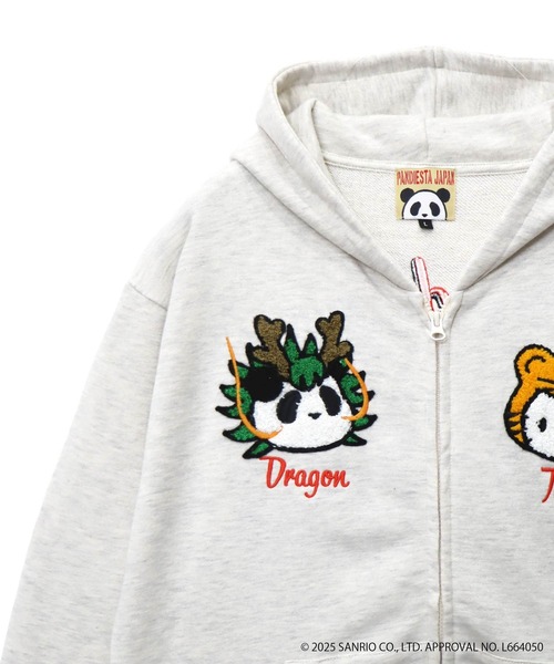 ハローキティコラボ（ハローキティコラボ）の「Hello Kitty×PANDIESTA　なりきり龍虎フルジップパーカー(M2)（パーカー・メンズ・ブラック/オートミール・XXL/XL/M/L）」の13枚目の写真