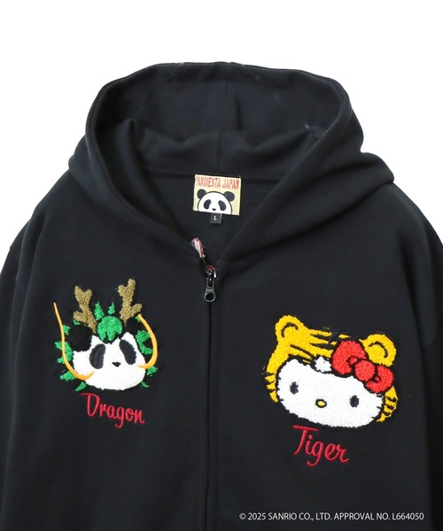 ハローキティコラボ（ハローキティコラボ）の「Hello Kitty×PANDIESTA　なりきり龍虎フルジップパーカー(M2)（パーカー・メンズ・ブラック/オートミール・XXL/XL/M/L）」の22枚目の写真