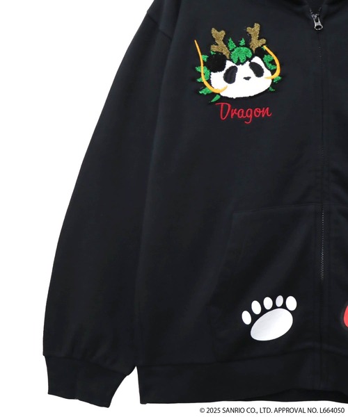 ハローキティコラボ（ハローキティコラボ）の「Hello Kitty×PANDIESTA　なりきり龍虎フルジップパーカー(M2)（パーカー・メンズ・ブラック/オートミール・XXL/XL/M/L）」の3枚目の写真