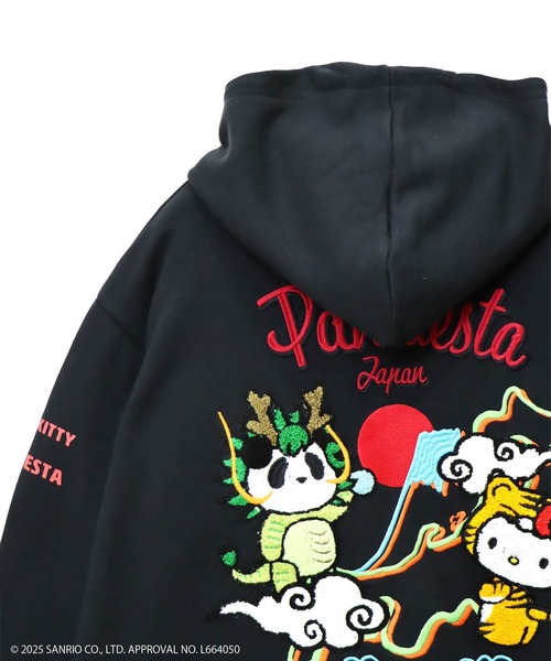 ハローキティコラボ（ハローキティコラボ）の「Hello Kitty×PANDIESTA　なりきり龍虎フルジップパーカー(M2)（パーカー・メンズ・ブラック/オートミール・XXL/XL/M/L）」の7枚目の写真