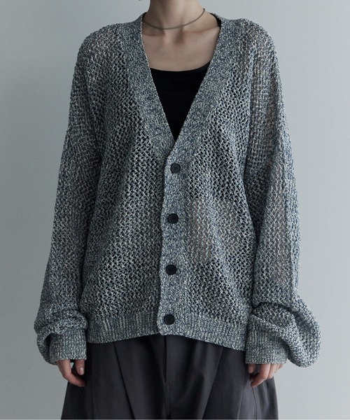 remer（リメール）の「マルチブレンド透かし編みニットカーディガン / multi blend knit cardigan（カーディガン/ボレロ・メンズ・ブラック/ブルー/グレー・X-SMALL/SMALL/MEDIUM/LARGE）」の3枚目の写真