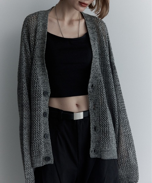 マルチブレンド透かし編みニットカーディガン / multi blend knit