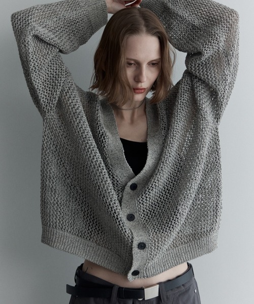 remer（リメール）の「マルチブレンド透かし編みニットカーディガン / multi blend knit cardigan（カーディガン/ボレロ・メンズ・ブラック/ブルー/グレー・X-SMALL/SMALL/MEDIUM/LARGE）」の13枚目の写真