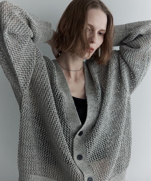 remer（リメール）の「マルチブレンド透かし編みニットカーディガン / multi blend knit cardigan（カーディガン/ボレロ・メンズ・ブラック/ブルー/グレー・X-SMALL/SMALL/MEDIUM/LARGE）」の15枚目の写真
