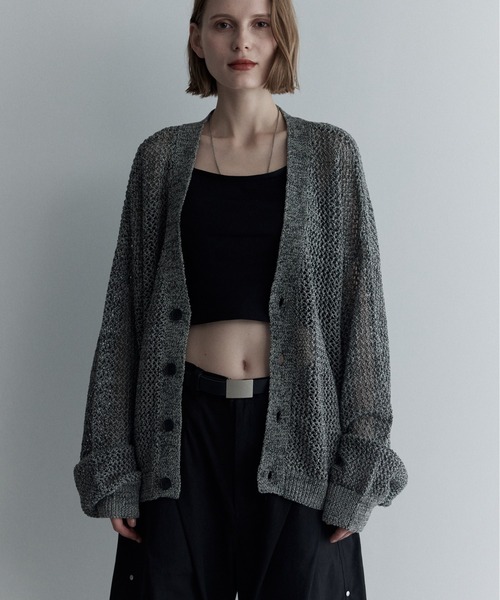 remer（リメール）の「マルチブレンド透かし編みニットカーディガン / multi blend knit cardigan（カーディガン/ボレロ・メンズ・ブラック/ブルー/グレー・X-SMALL/SMALL/MEDIUM/LARGE）」の16枚目の写真