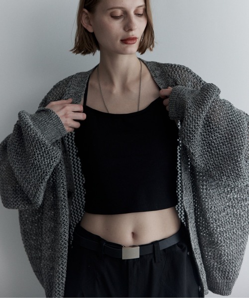 remer（リメール）の「マルチブレンド透かし編みニットカーディガン / multi blend knit cardigan（カーディガン/ボレロ・メンズ・ブラック/ブルー/グレー・X-SMALL/SMALL/MEDIUM/LARGE）」の17枚目の写真