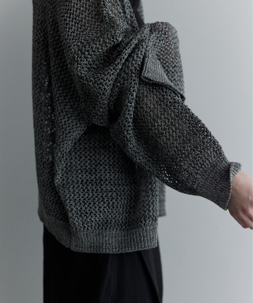 remer（リメール）の「マルチブレンド透かし編みニットカーディガン / multi blend knit cardigan（カーディガン/ボレロ・メンズ・ブラック/ブルー/グレー・X-SMALL/SMALL/MEDIUM/LARGE）」の19枚目の写真