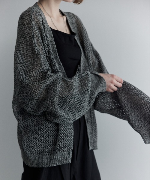 remer（リメール）の「マルチブレンド透かし編みニットカーディガン / multi blend knit cardigan（カーディガン/ボレロ・メンズ・ブラック/ブルー/グレー・X-SMALL/SMALL/MEDIUM/LARGE）」の20枚目の写真