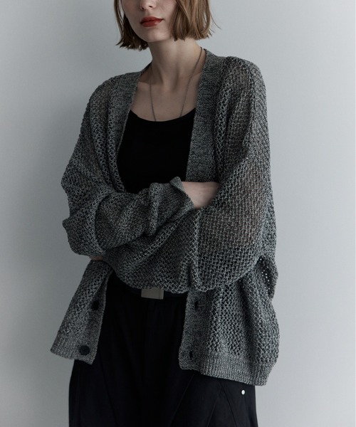 remer（リメール）の「マルチブレンド透かし編みニットカーディガン / multi blend knit cardigan（カーディガン/ボレロ・メンズ・ブラック/ブルー/グレー・X-SMALL/SMALL/MEDIUM/LARGE）」の21枚目の写真