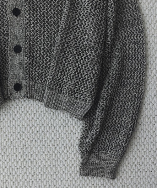 remer（リメール）の「マルチブレンド透かし編みニットカーディガン / multi blend knit cardigan（カーディガン/ボレロ・メンズ・ブラック/ブルー/グレー・X-SMALL/SMALL/MEDIUM/LARGE）」の6枚目の写真