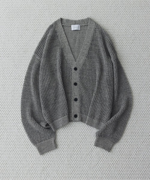 remer（リメール）の「マルチブレンド透かし編みニットカーディガン / multi blend knit cardigan（カーディガン/ボレロ・メンズ・ブラック/ブルー/グレー・X-SMALL/SMALL/MEDIUM/LARGE）」の4枚目の写真