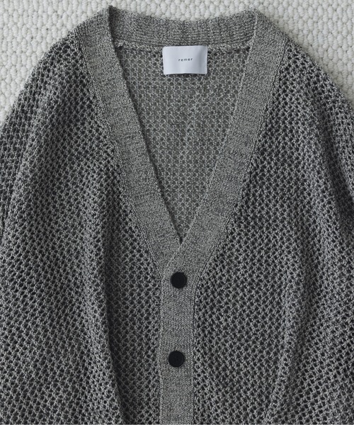 remer（リメール）の「マルチブレンド透かし編みニットカーディガン / multi blend knit cardigan（カーディガン/ボレロ・メンズ・ブラック/ブルー/グレー・X-SMALL/SMALL/MEDIUM/LARGE）」の7枚目の写真