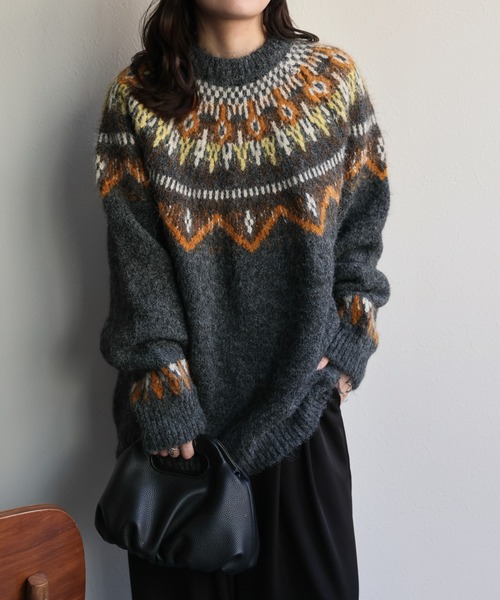 セール】ノルディック柄ニットプルオーバー（ニット/セーター）｜ap