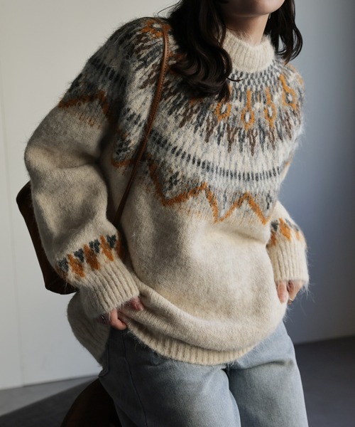 セール】ノルディック柄ニットプルオーバー（ニット/セーター）｜ap