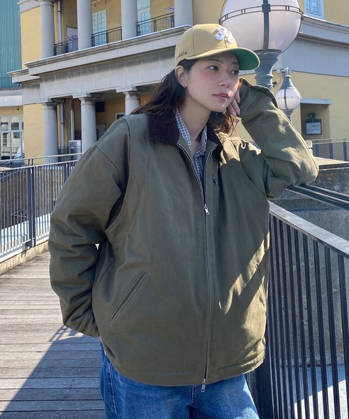ユニセックス】2WAY襟切替中綿ダックジャケット/袖取り外し可能