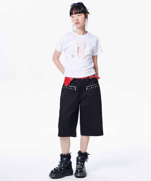 runningHIGH（ランニングハイ）の「アプリケロゴ H/S Tシャツ [ホワイト]（Tシャツ/カットソー・レディース・その他・FREE）」の2枚目の写真