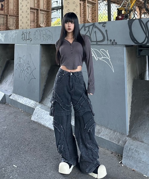 KsG（ケーエスジー）の「フリンジポケットカーゴパンツ（カーゴパンツ・レディース・ブルー/ブラック・MEDIUM/SMALL/LARGE/X-LARGE）」の3枚目の写真