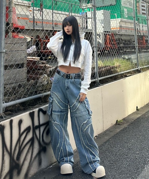 KsG（ケーエスジー）の「フリンジポケットカーゴパンツ（カーゴパンツ・レディース・ブルー/ブラック・MEDIUM/SMALL/LARGE/X-LARGE）」の5枚目の写真
