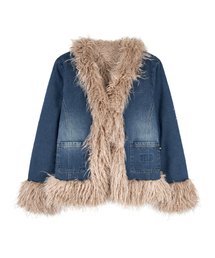 youthbath（ユースバース）の「Fluffy washed jacket_denim（ムートンコート）」