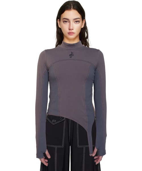 2113 STUDIO(イイルイルサムスタジオ)の「Ep.6 Long sleeve unbalanced cut Dark grey top No.16(Tシャツ/カットソー・レディース・その他・FREE)」の1枚目の写真