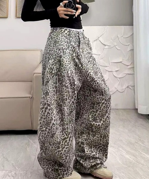 CANVAS+(キャンバスプラス)の「【CANVAS+】レオパード柄バレルレッグルーズパンツ(その他パンツ・レディース・ベージュ・L/M/S)」の5枚目の写真