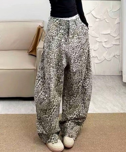 CANVAS+(キャンバスプラス)の「【CANVAS+】レオパード柄バレルレッグルーズパンツ(その他パンツ・レディース・ベージュ・L/M/S)」の6枚目の写真