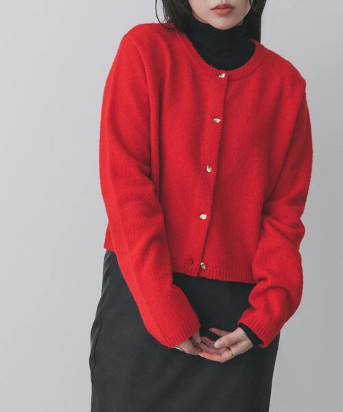 SENSE OF PLACE by URBAN RESEARCH（センスオブプレイスバイアーバンリサーチ）の「『洗濯可』メタルボタンカーディガン（カーディガン/ボレロ・レディース・ライトピンク/レッド/ベージュ/ネイビー/チャコールグレー・ONE）」の5枚目の写真