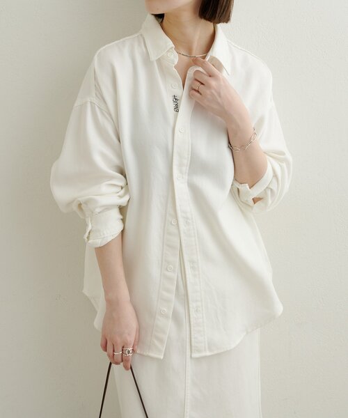 Omekashi（オメカシ）の「刺繍セルロースソフトオーバーシャツ（シャツ/ブラウス・レディース・ブラウン/オフホワイト/チャコールグレー・FREE）」の10枚目の写真