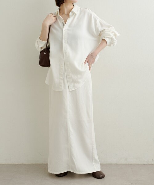 Omekashi（オメカシ）の「刺繍セルロースソフトオーバーシャツ（シャツ/ブラウス・レディース・ブラウン/オフホワイト/チャコールグレー・FREE）」の14枚目の写真