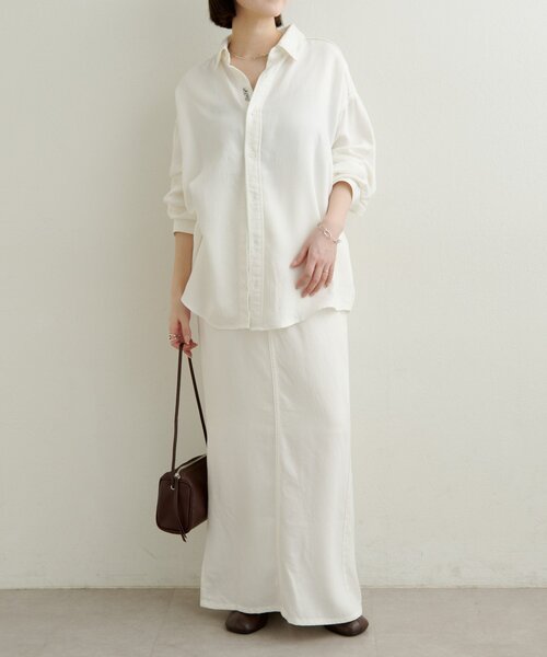 Omekashi（オメカシ）の「刺繍セルロースソフトオーバーシャツ（シャツ/ブラウス・レディース・ブラウン/オフホワイト/チャコールグレー・FREE）」の15枚目の写真