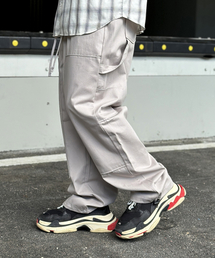 コットンカーペンターワイドワークパンツ(ディープベージュ)